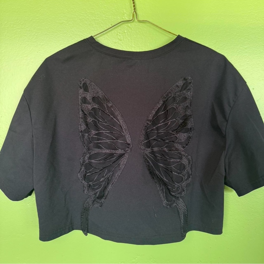 Black Butterfly Embroidered Women's Top